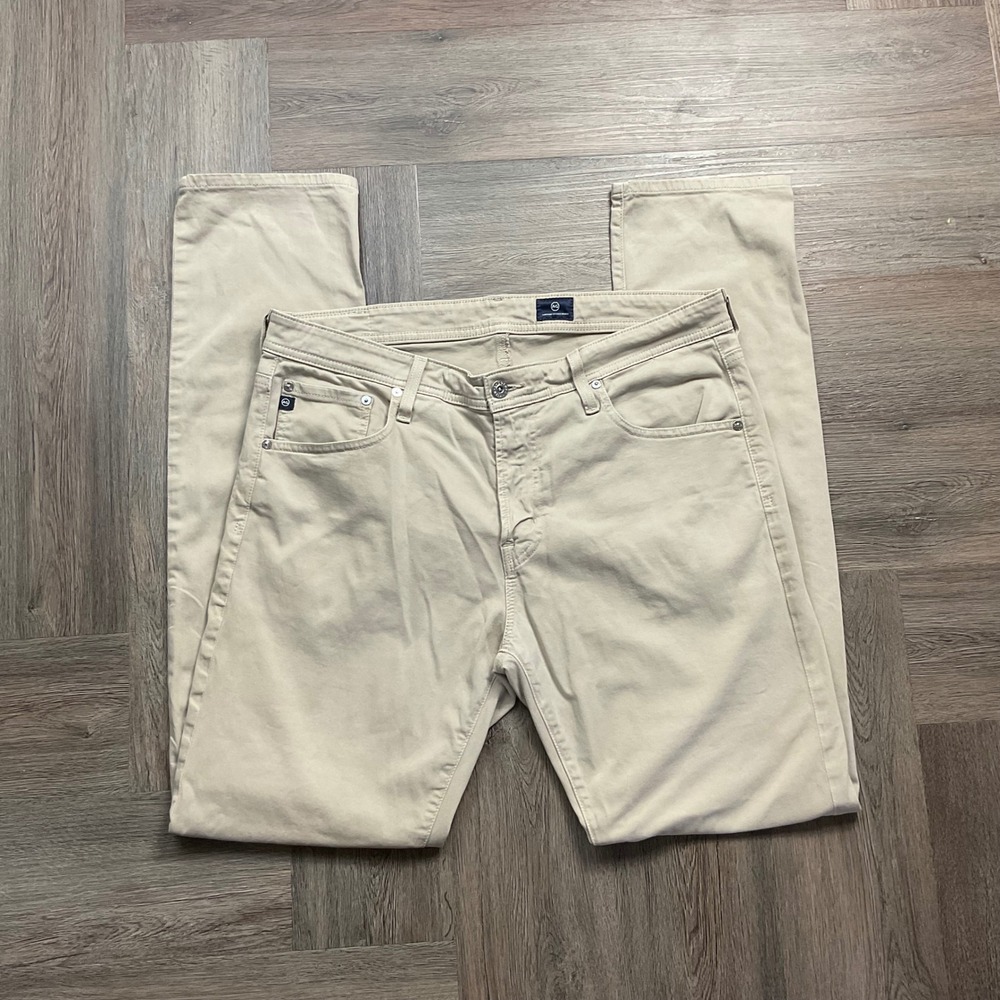 AG Adriano Goldschmied The Tellis Modern Slim Pants Mens 36x33 Khaki Beige